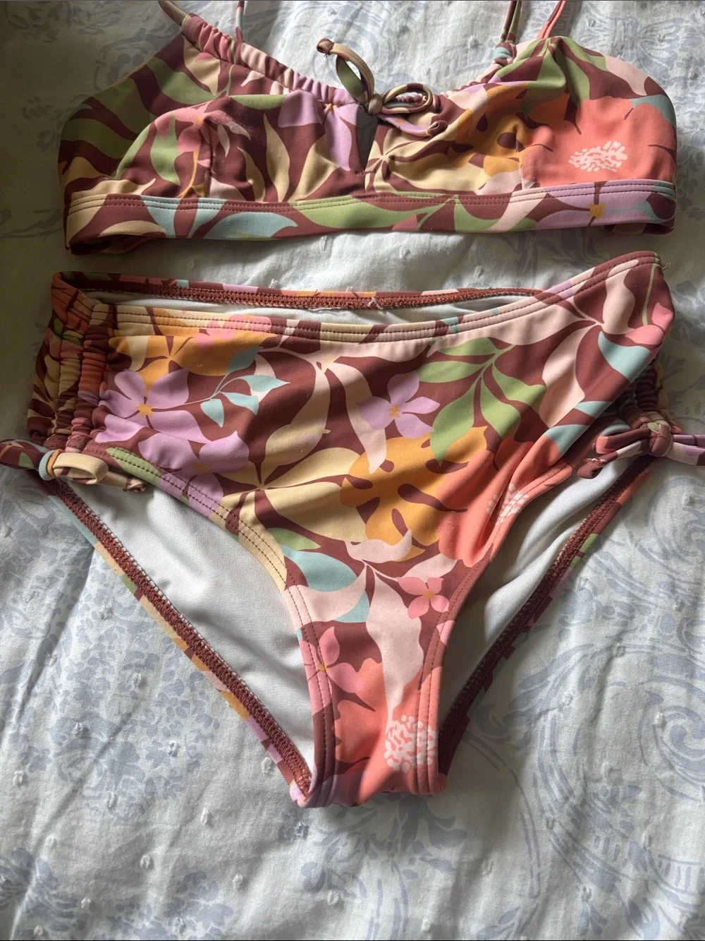 Billabong Girls Floral Tie-Detail Bikini Set in Multi-Color